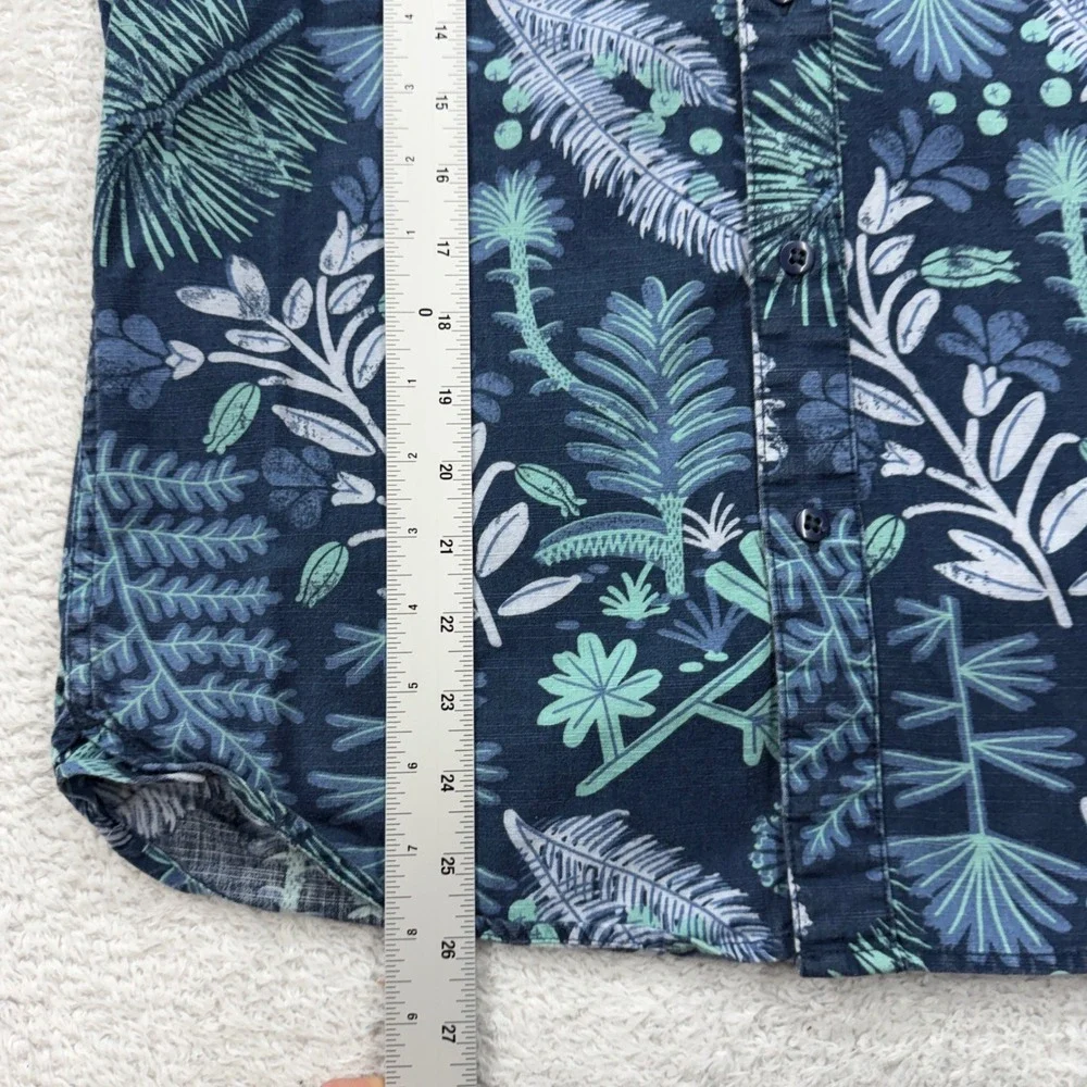 The North Face Mens Small Short Sleeve Botanical Leaf Print Cotton Button Shirt